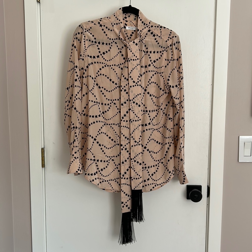 Silk pink and black button down